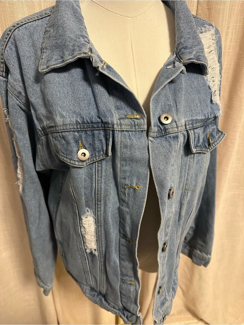 Endless Love Women’s Light Blue Distressed Denim Jacket